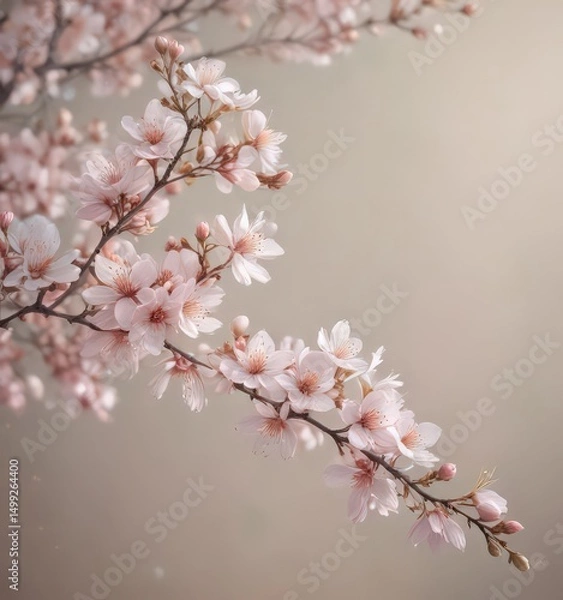 Fototapeta Delicate pastel blossoms on textured backdrop  Soft spring colors , petals, art, blossoms