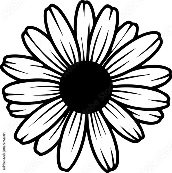 Fototapeta black and white daisy flower vector transparent 