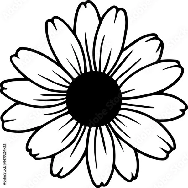 Fototapeta black and white daisy flower vector transparent 