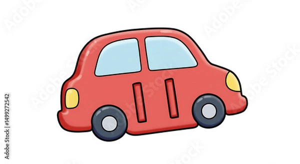 Obraz Red Car Cartoon Illustration