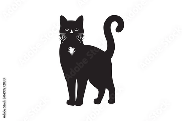 Fototapeta silhouette of a cat on a white background