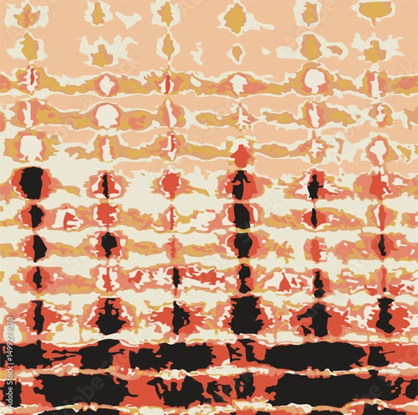 Fototapeta Seamless tie dye stripe pattern for fashion print. High quality illustration. Faux digital render of horizontal tie dye stripes with creases. Vibrant artistic hippie or bohemian culture print.