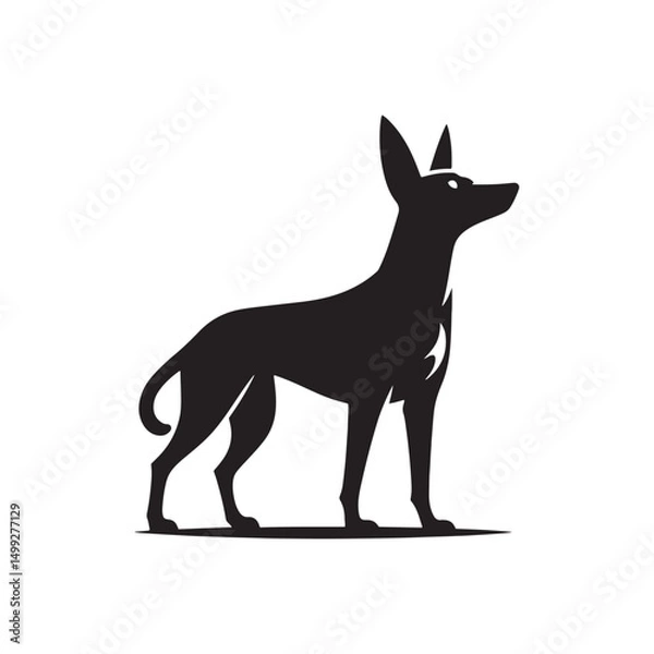 Fototapeta **"Distinctive Xoloitzcuintli Vector Silhouette: Sleek Mexican Hairless Dog Design Featuring Unique Profile, Smooth Coat, and Alert Stance in Clean, Minimalist Style for Crafts and Digital Art"**
