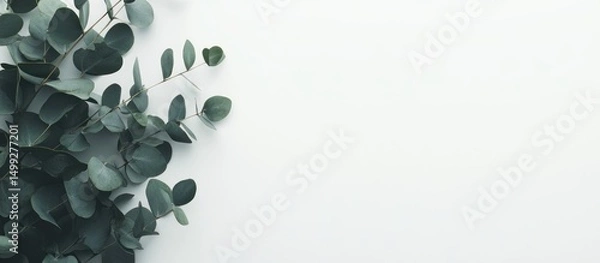 Obraz elegant eucalyptus branches and leaves arrangement on a clean wh