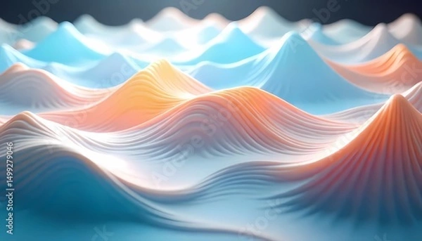 Fototapeta Colorful Abstract Wave Background with Blue Flowing Lines