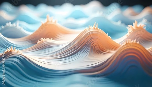 Fototapeta Colorful Abstract Wave Background with Blue Flowing Lines