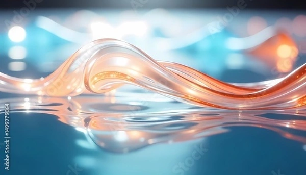 Fototapeta Colorful Abstract Wave Background with Blue Flowing Lines