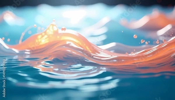Fototapeta Colorful Abstract Wave Background with Blue Flowing Lines