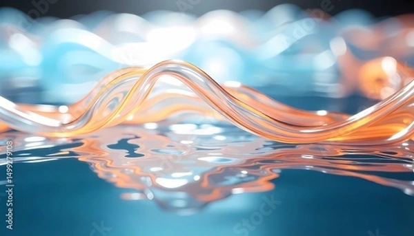 Fototapeta Colorful Abstract Wave Background with Blue Flowing Lines