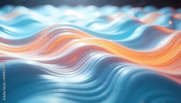 Fototapeta Colorful Abstract Wave Background with Blue Flowing Lines