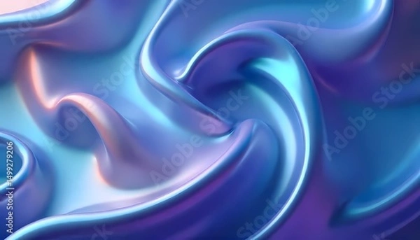 Fototapeta Abstract blue and purple waves flowing over soft satin fabric texture with a silky, fluid design