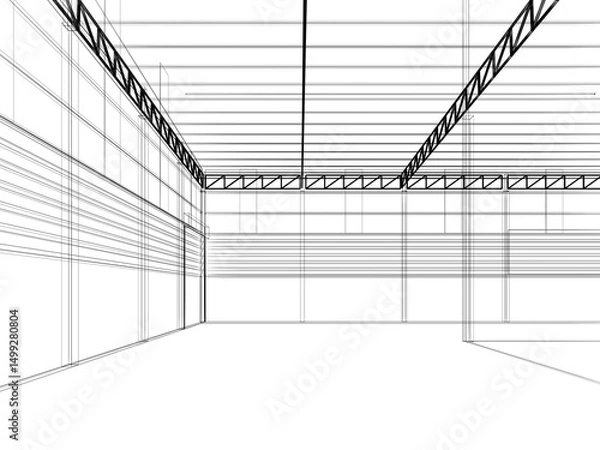 Obraz 3d rendering of interior warehouse