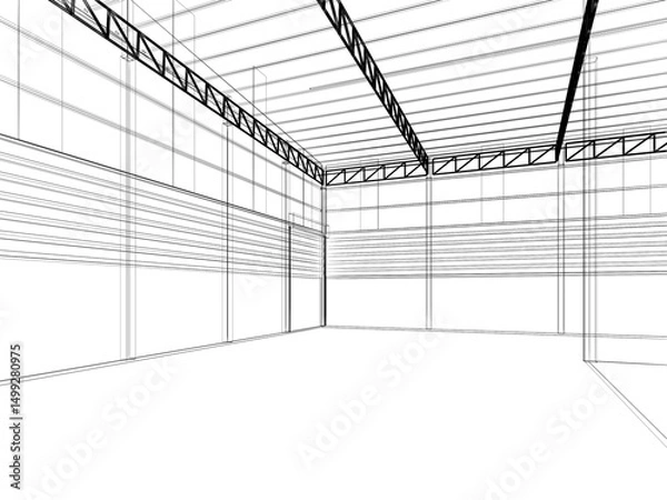 Obraz 3d rendering of interior warehouse