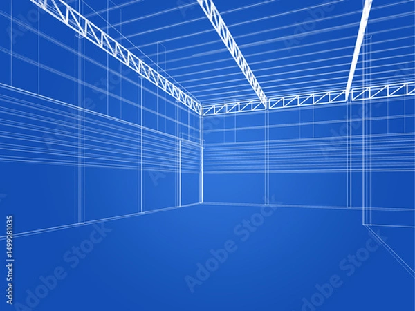 Obraz 3d rendering of interior warehouse