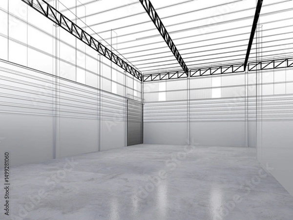 Obraz 3d rendering of interior warehouse