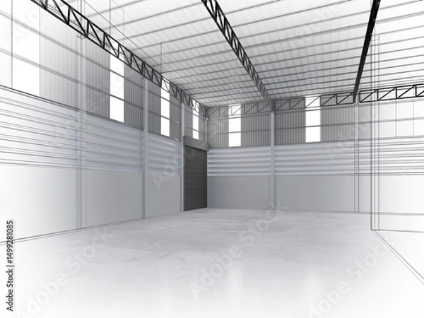 Obraz 3d rendering of interior warehouse