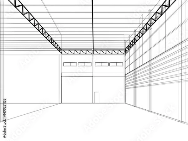 Obraz 3d rendering of interior warehouse