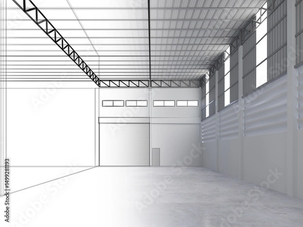 Obraz 3d rendering of interior warehouse