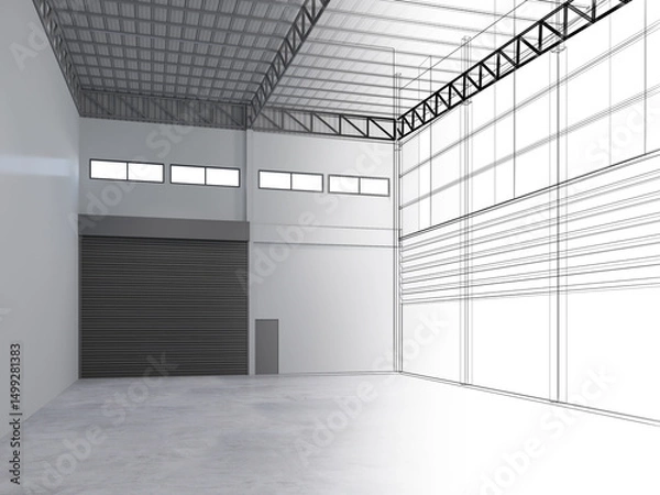 Obraz 3d rendering of interior warehouse