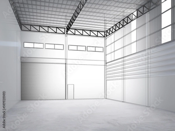 Obraz 3d rendering of interior warehouse