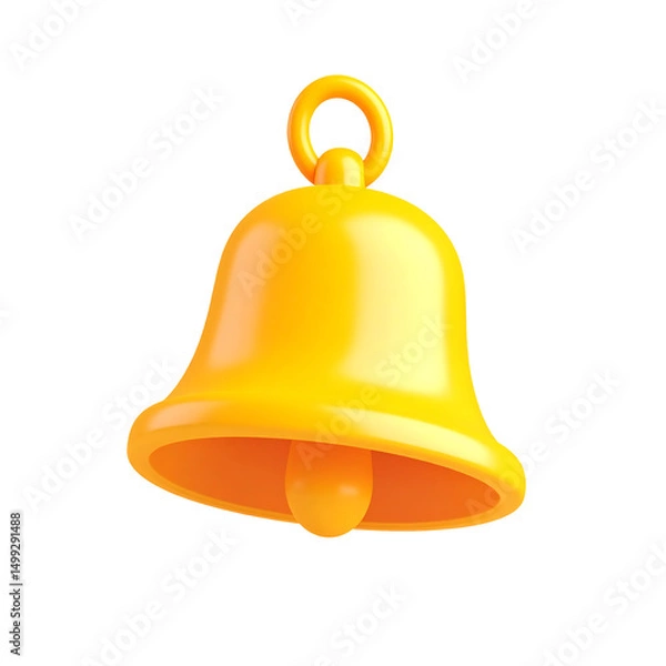 Fototapeta 3D Yellow Bell Icon – Notification Symbol in Smooth Style
