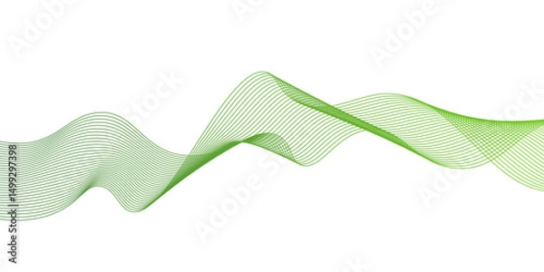 Obraz Abstract green wave design,Green wave lines and technology background,Suit for poster, cover, seamless wave pattern glowing science flowing line graphic template,Transparent lines abstract wave shape.