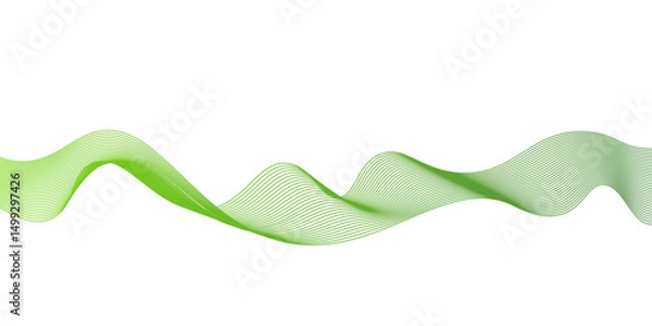 Obraz Abstract green wave design,Green wave lines and technology background,Suit for poster, cover, seamless wave pattern glowing science flowing line graphic template,Transparent lines abstract wave shape.