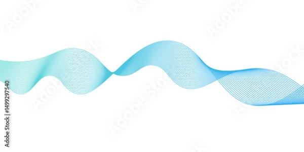 Obraz Abstract vector background with blue wavy lines,Abstract vector blue wave lines on white background,blending line background. colorful wave lines. blue lines background.