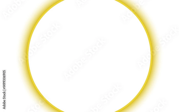 Fototapeta Abstract oval shape with bright yellow glowing frame on transparent background