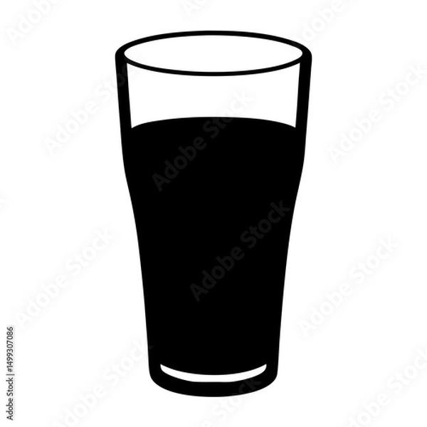 Fototapeta Silhouette of a pint glass filled with a dark liquid substance