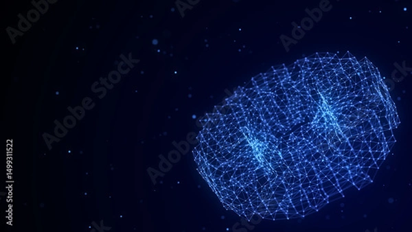 Fototapeta Network connection structure in the form of a torus. Technology connect big data. Science background. Abstract geometric 3D objects. 3D rendering.