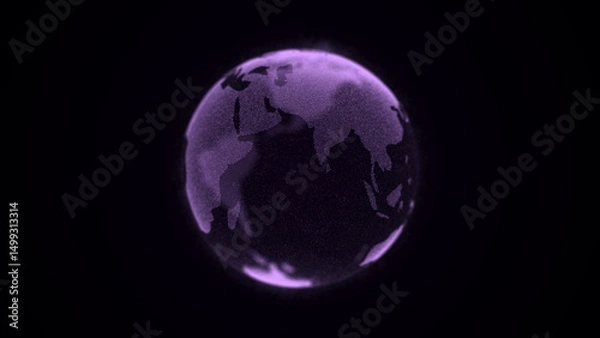 Obraz Virtual planet Earth with particles and lines. Network connection big data. Abstract technology background. 3D rendering.