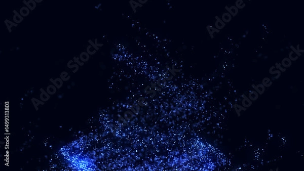 Fototapeta Abstract vortex particles background. Dynamic wave moving in explosion. Wormhole shimmering star dust. 3d rendering.