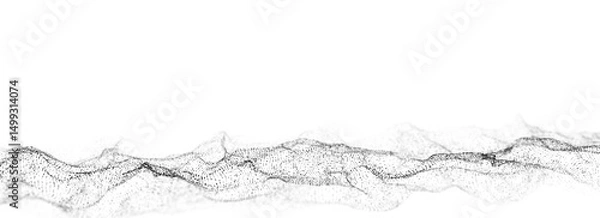 Obraz Abstract technology wave of particles. Big data visualization. Background with motion dots. Artificial intelligence. 3d rendering.