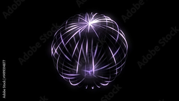 Fototapeta Futuristic sphere of particles and lines. Network connection big data. Abstract technology background. 3d rendering.