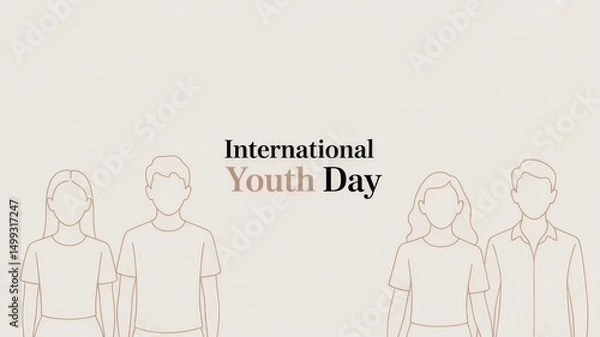 Obraz Minimalist International Youth Day Design with Subtle Outlines Generative AI

