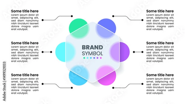 Fototapeta Infographic template. Glass hexagon with 6 steps
