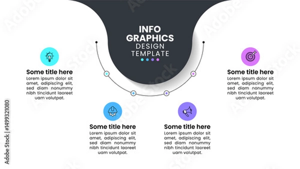 Fototapeta Infographic template. Circle with line and 4 steps