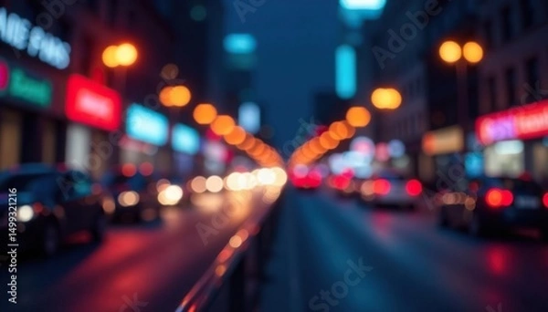 Fototapeta Abstract blurred city lights at night, perfect for website banners or presentations , architecture, sky