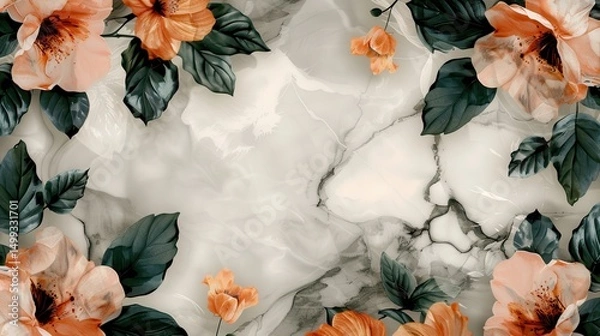 Obraz Kwiatowa ramka na marmurze