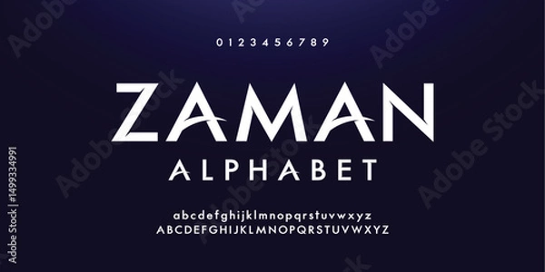 Fototapeta Design Modern abstract digital alphabet font. Minimal technology typography, Creative urban sport fashion futuristic font and with numbers. vector illustration.