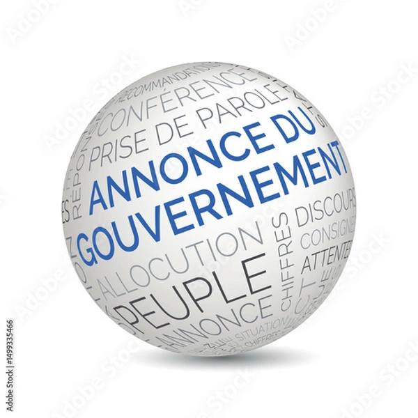 Fototapeta French government announcement concept sphere with public speech and political keywords
