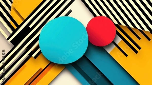 Obraz Abstract composition featuring colorful circles and dynamic lines on a vibrant background