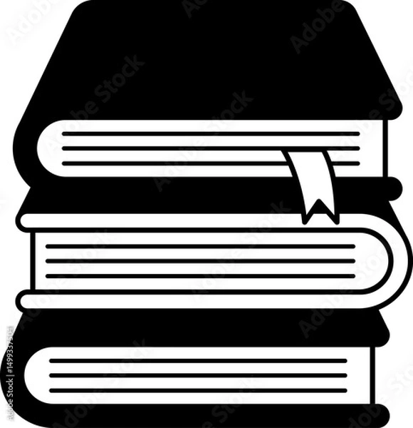 Fototapeta black and white icon of three books stacked on top of each other