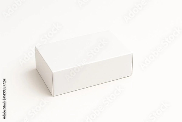 Fototapeta White rectangular soap bar box on white surface