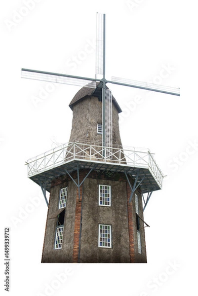 Obraz Dutch windmill isolated on White Background, Nature concept.