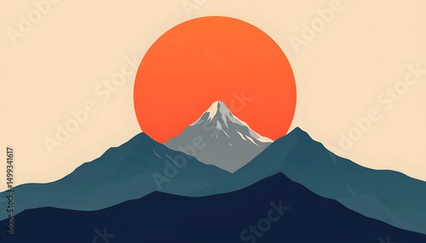 Obraz Minimalist mountain peaks, simple geometric forms, soft contrast