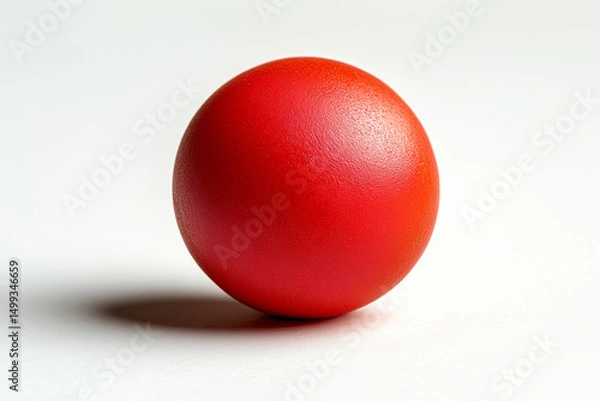 Fototapeta Bright red clown nose or small ball, perfectly round and textured, centred on a pristine white background
