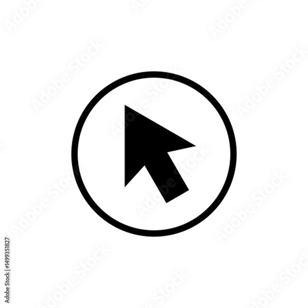 Obraz Cursor arrow icon on circle line. Computer pointer mouse sign symbol
