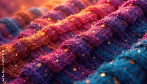 Fototapeta Close-up of repeating textile design, intricate weave, fabric, clothing